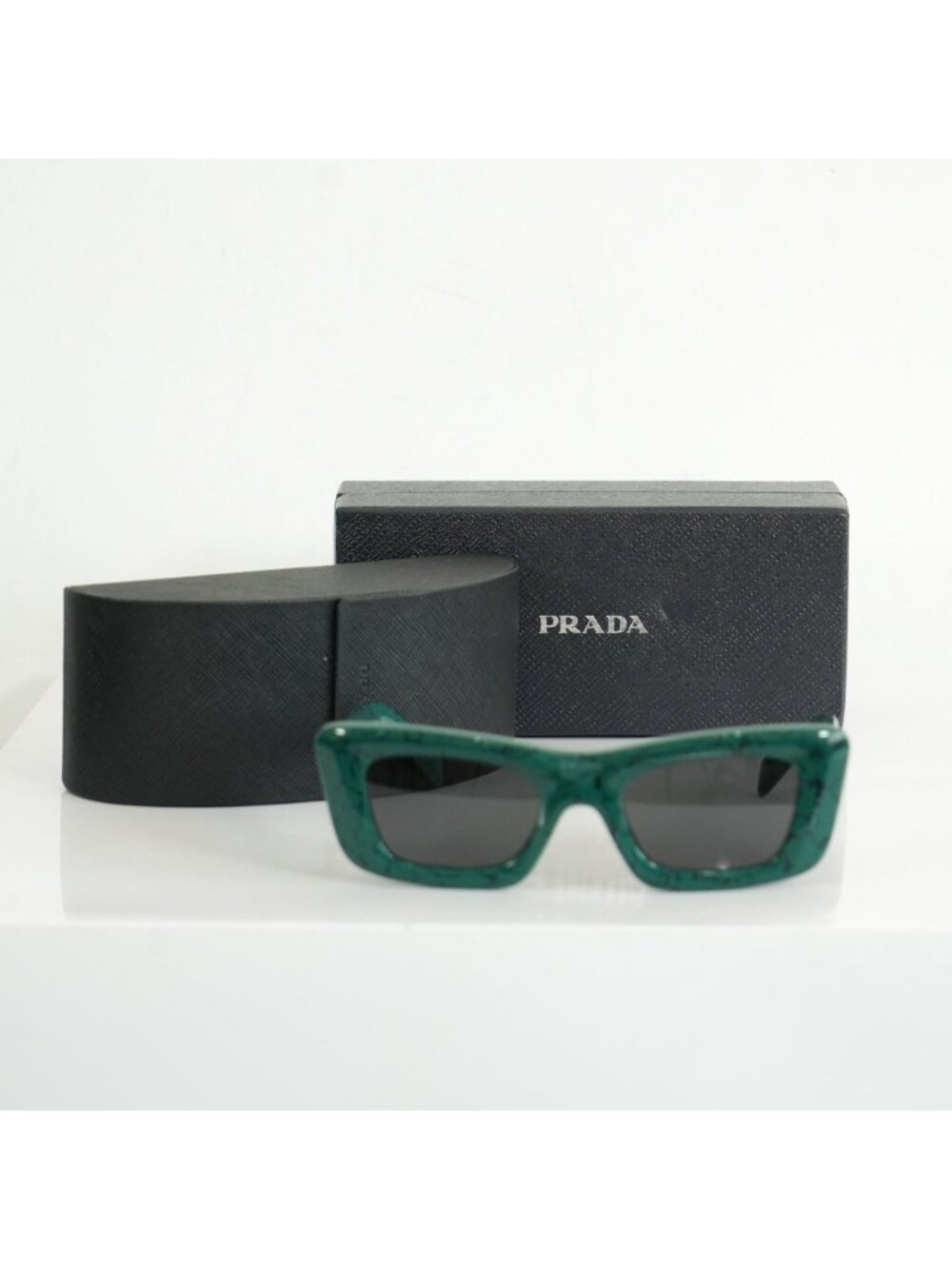 Prada SPR 13Z Green Marble Acetate Finish Sunglasses FULL SET - Picture 2 of 11